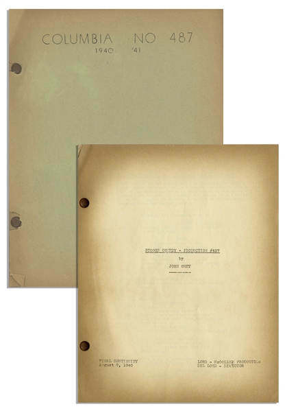 Moe Howards Personally Owned Three Stooges Columbia Pictures Script for Their 1940 Film, All the Worlds a Stooge